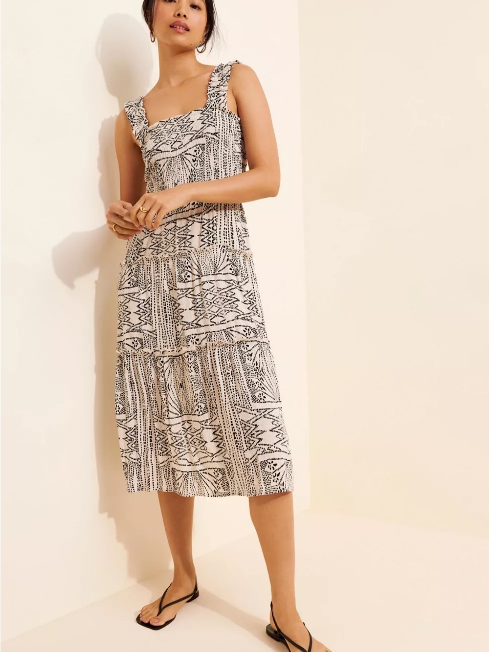 Vero Moda Smock Tiered Midi Dress